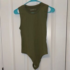 Abercrombie & Fitch Cotton Seamless Fabric Crew Tank Bodysuit